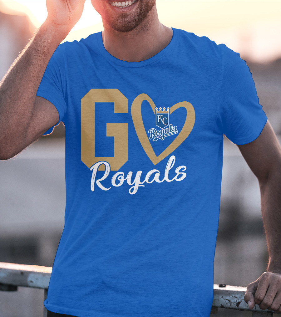 Go Royals KC Heart Crown Logo Royals T-Shirt