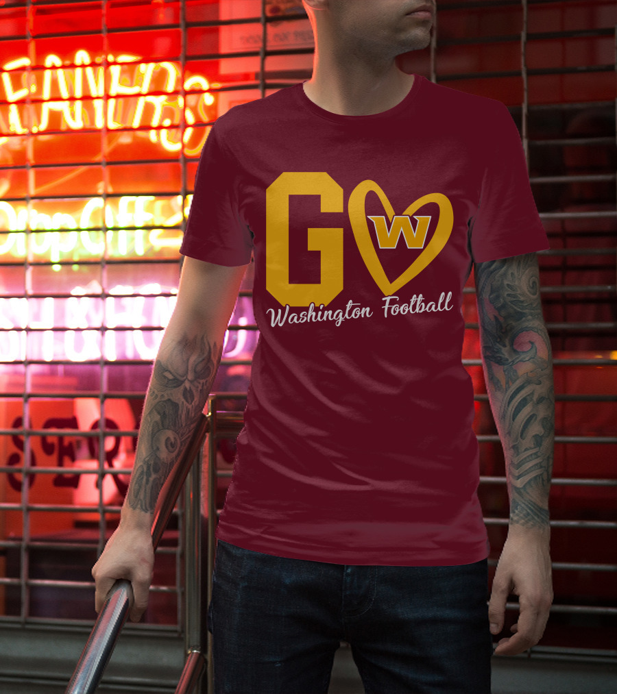Go W Washington Football Team Heart T-Shirt