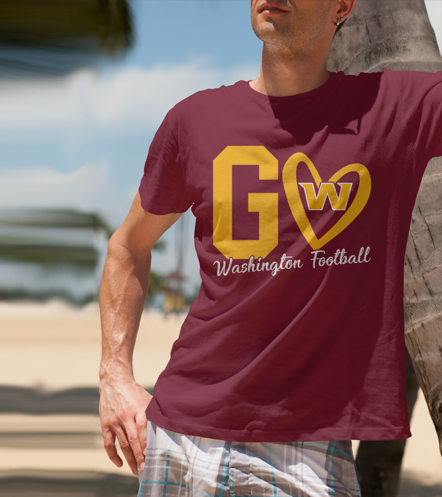 Go W Washington Football Team Heart T-Shirt