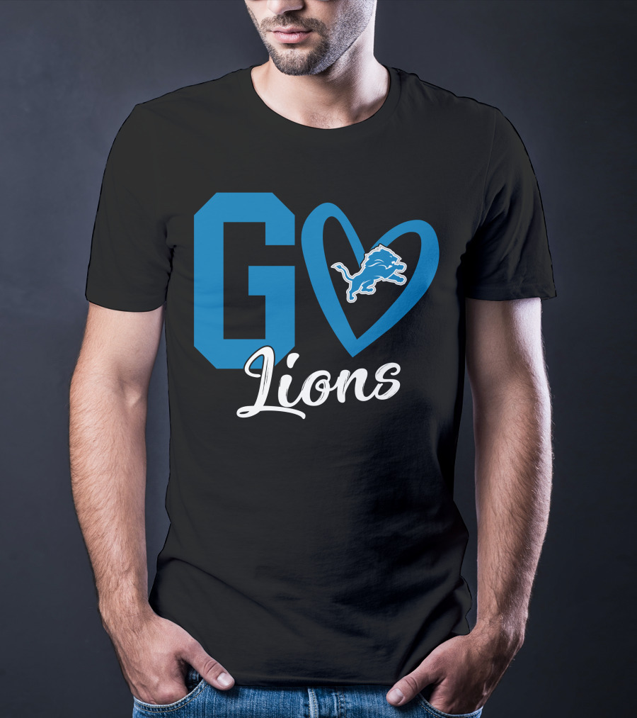 Go Lions Heart Detroit Lions T-Shirt