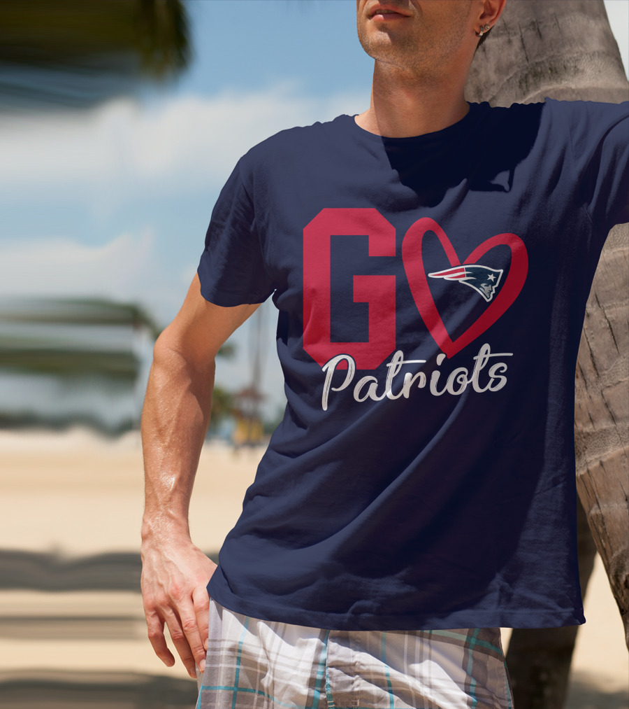 Go Patriots New England Patriots Logo Heart T-Shirt