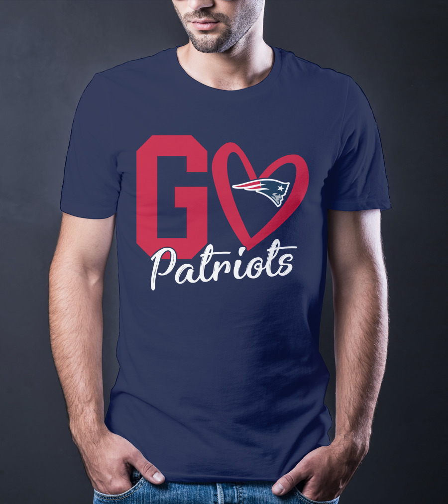 Go Patriots New England Patriots Logo Heart T-Shirt