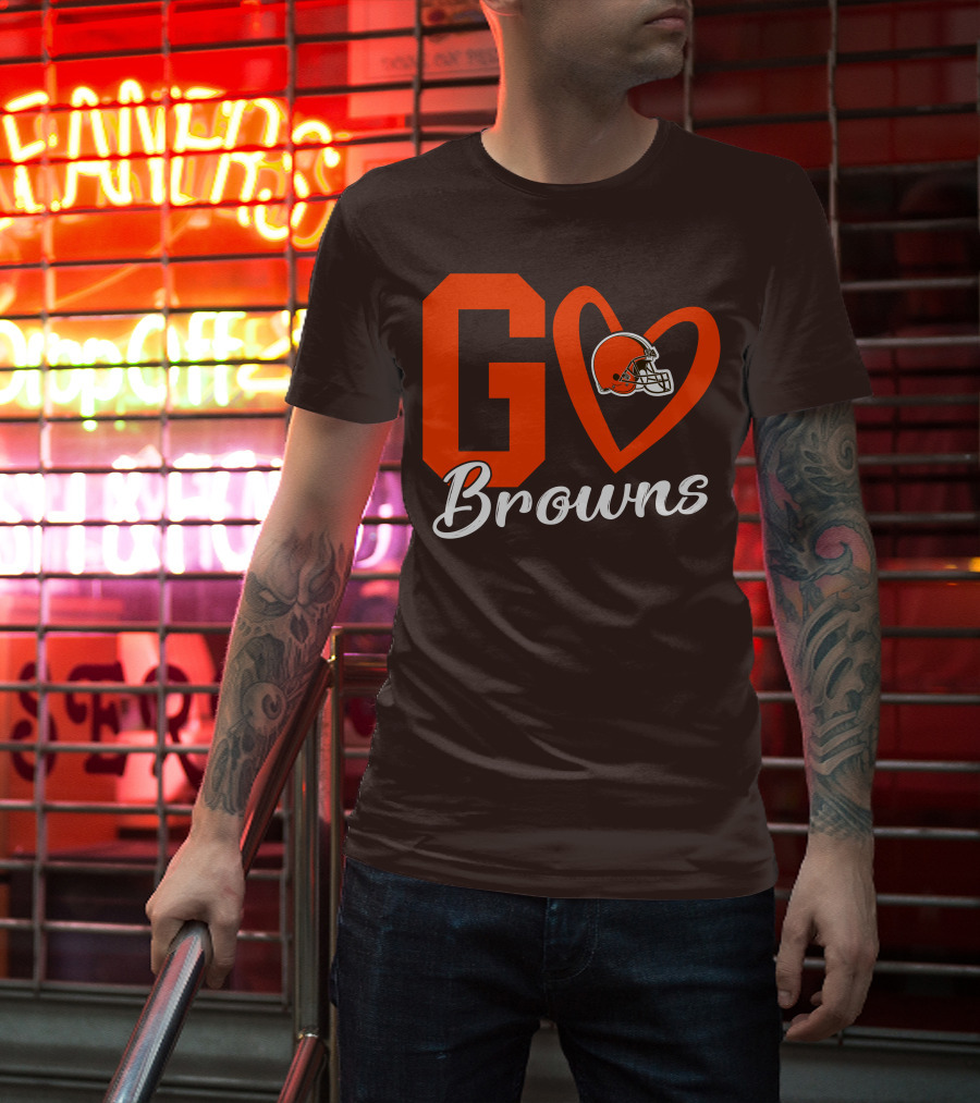 GO Heart Browns Football Helmet T-Shirt