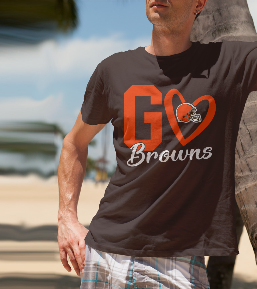 GO Heart Browns Football Helmet T-Shirt