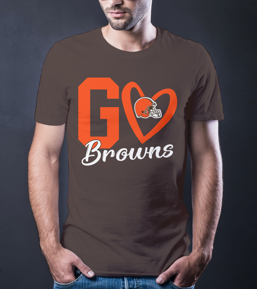 GO Heart Browns Football Helmet T-Shirt