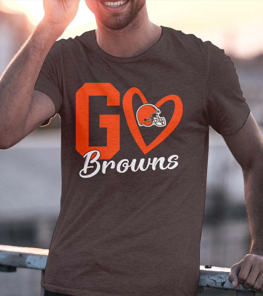 GO Heart Browns Football Helmet T-Shirt