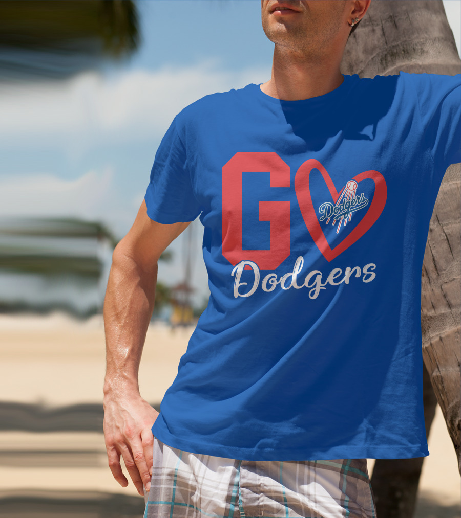 Go Dodgers Heart Logo Baseball Dodgers T-Shirt
