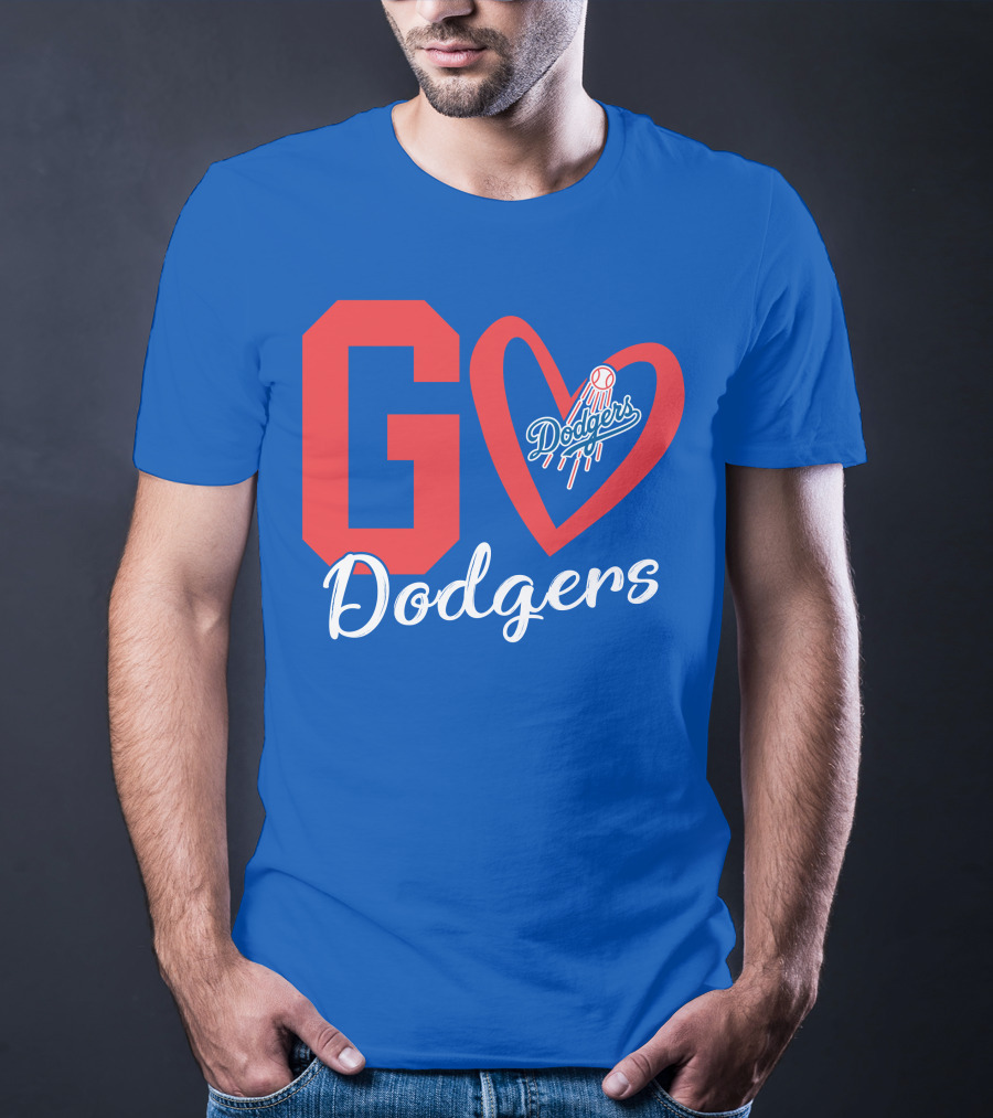 Go Dodgers Heart Logo Baseball Dodgers T-Shirt