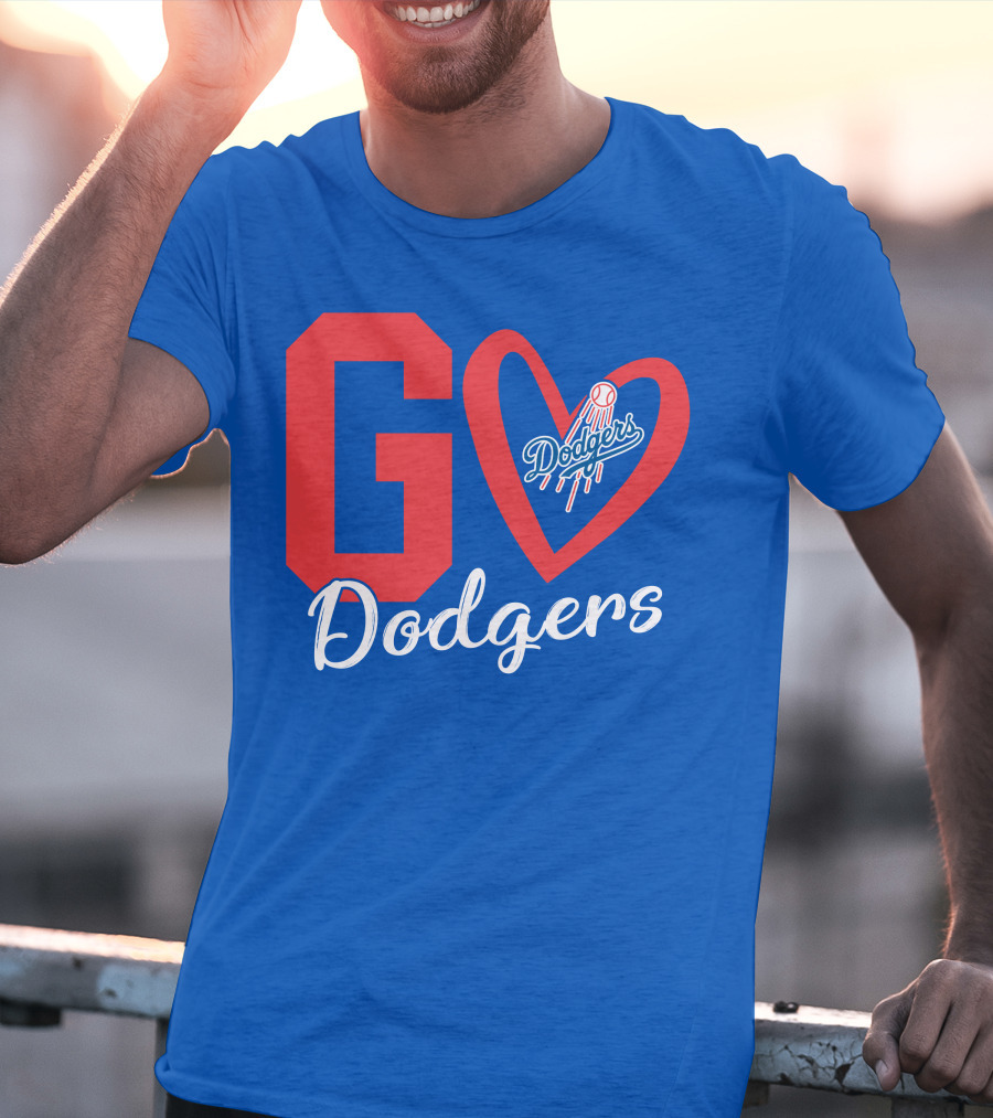 Go Dodgers Heart Logo Baseball Dodgers T-Shirt