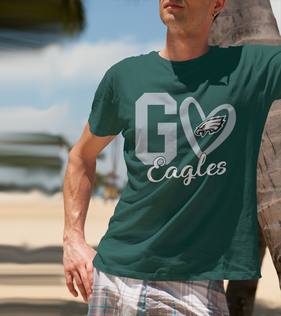 Go Eagles Philadelphia Eagles Logo Heart T-Shirt