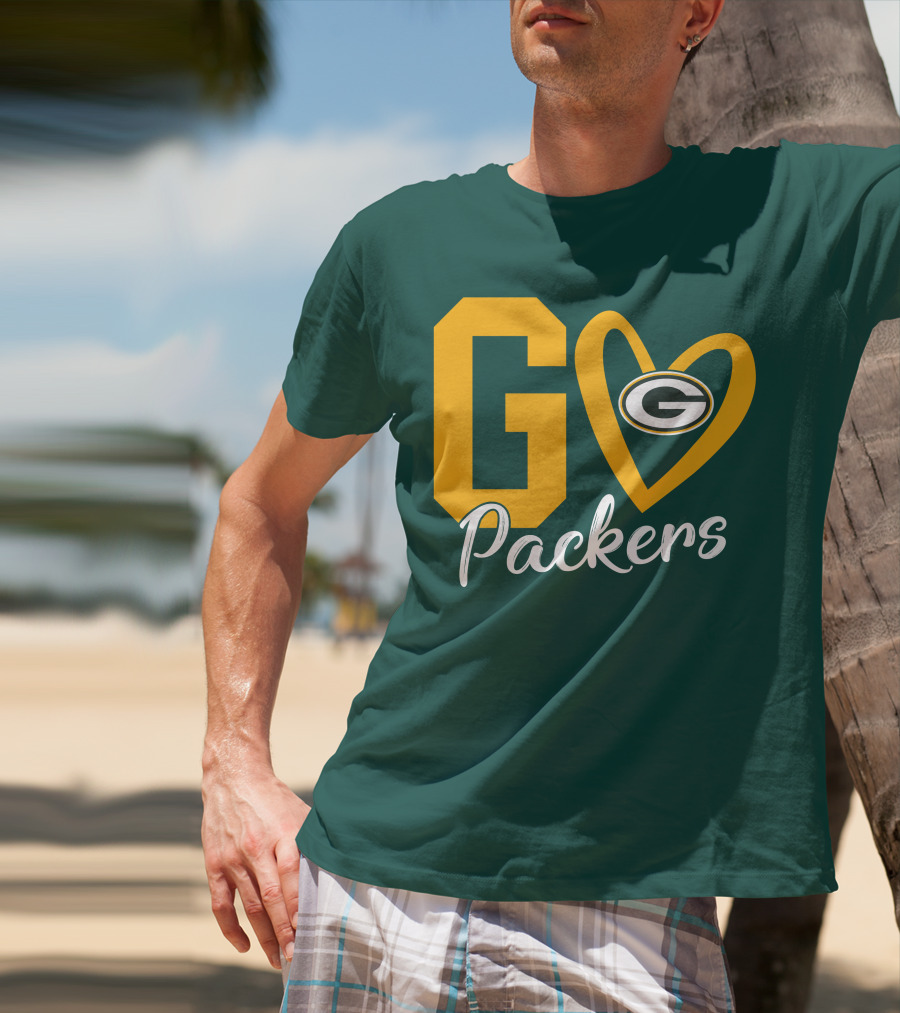 Go Packers Heart Logo Green Bay Enthusiasm T-Shirt