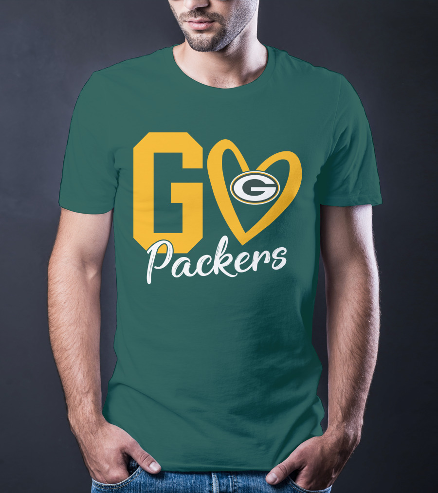 Go Packers Heart Logo Green Bay Enthusiasm T-Shirt