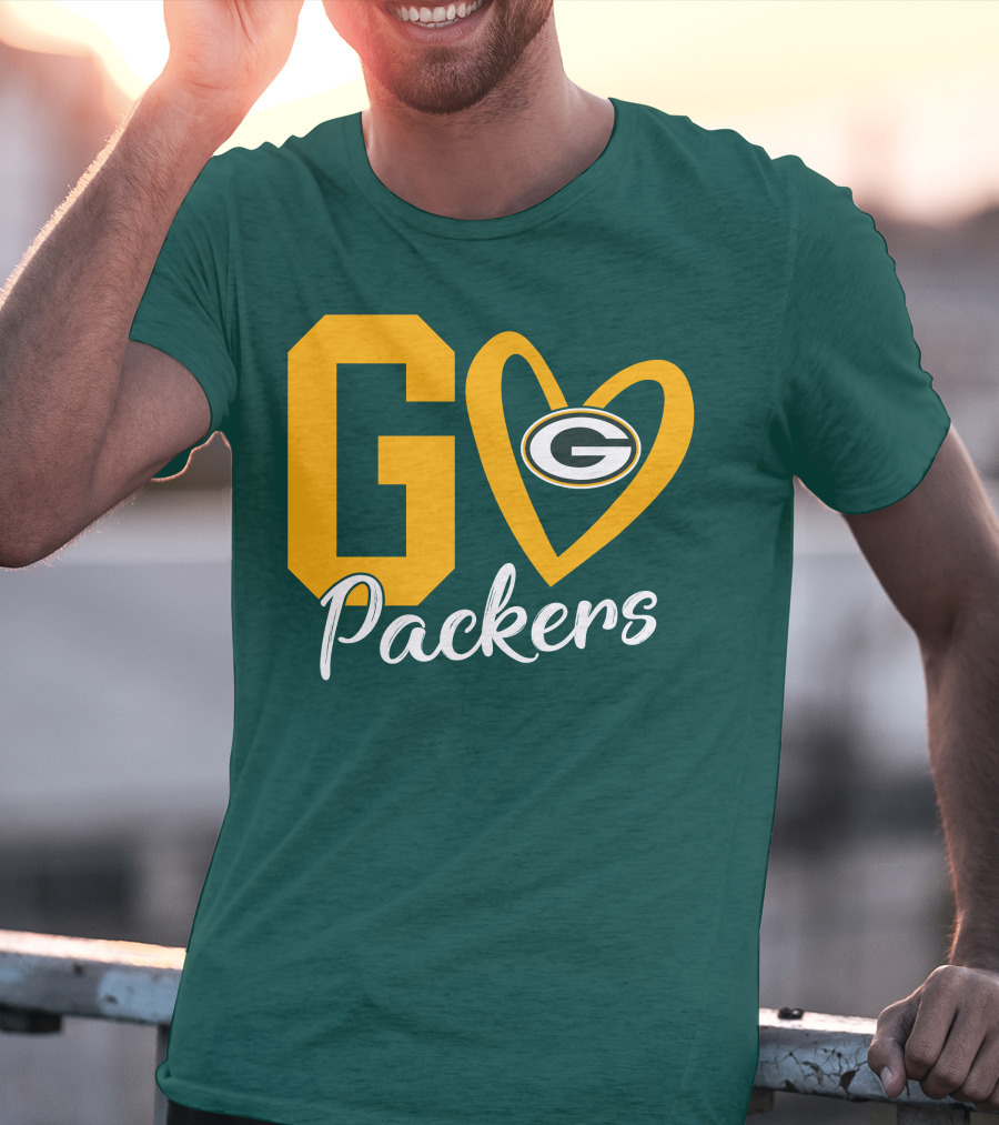 Go Packers Heart Logo Green Bay Enthusiasm T-Shirt