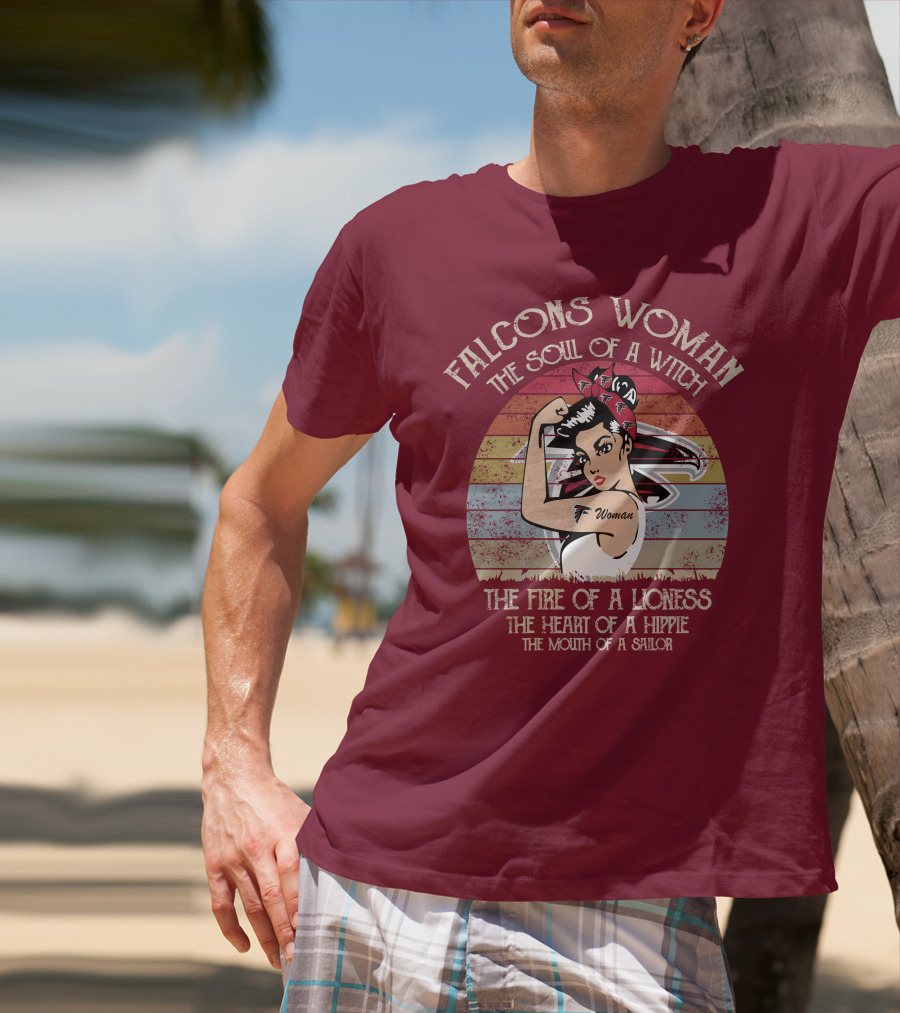 Falcons Woman The Soul Of A Witch The Fire Of A Lioness The Heart Of A Hippie The Mouth Of A Sailor T-Shirt