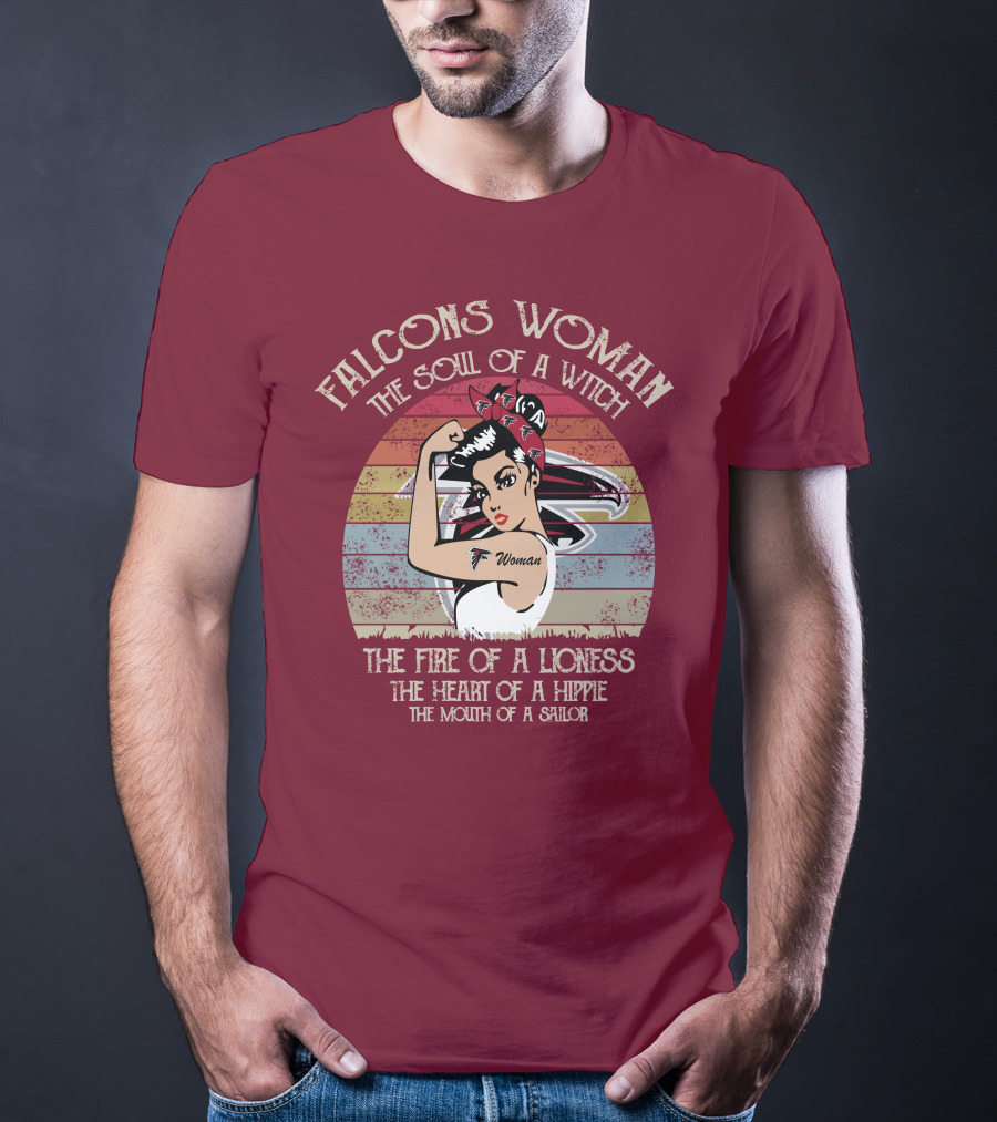 Falcons Woman The Soul Of A Witch The Fire Of A Lioness The Heart Of A Hippie The Mouth Of A Sailor T-Shirt