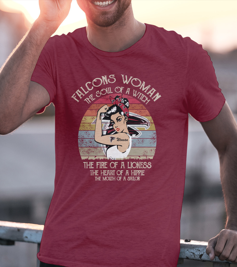 Falcons Woman The Soul Of A Witch The Fire Of A Lioness The Heart Of A Hippie The Mouth Of A Sailor T-Shirt
