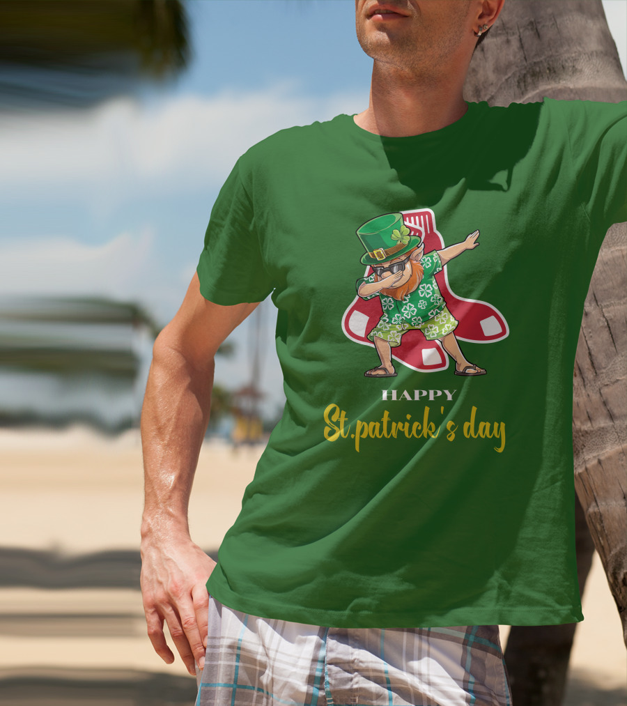 Happy St. Patrick's Day Boston Red Sox Dabbing Leprechaun T-Shirt
