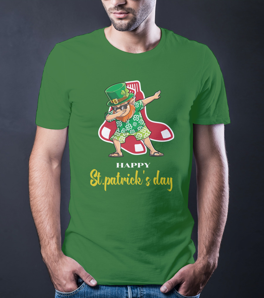 Happy St. Patrick's Day Boston Red Sox Dabbing Leprechaun T-Shirt
