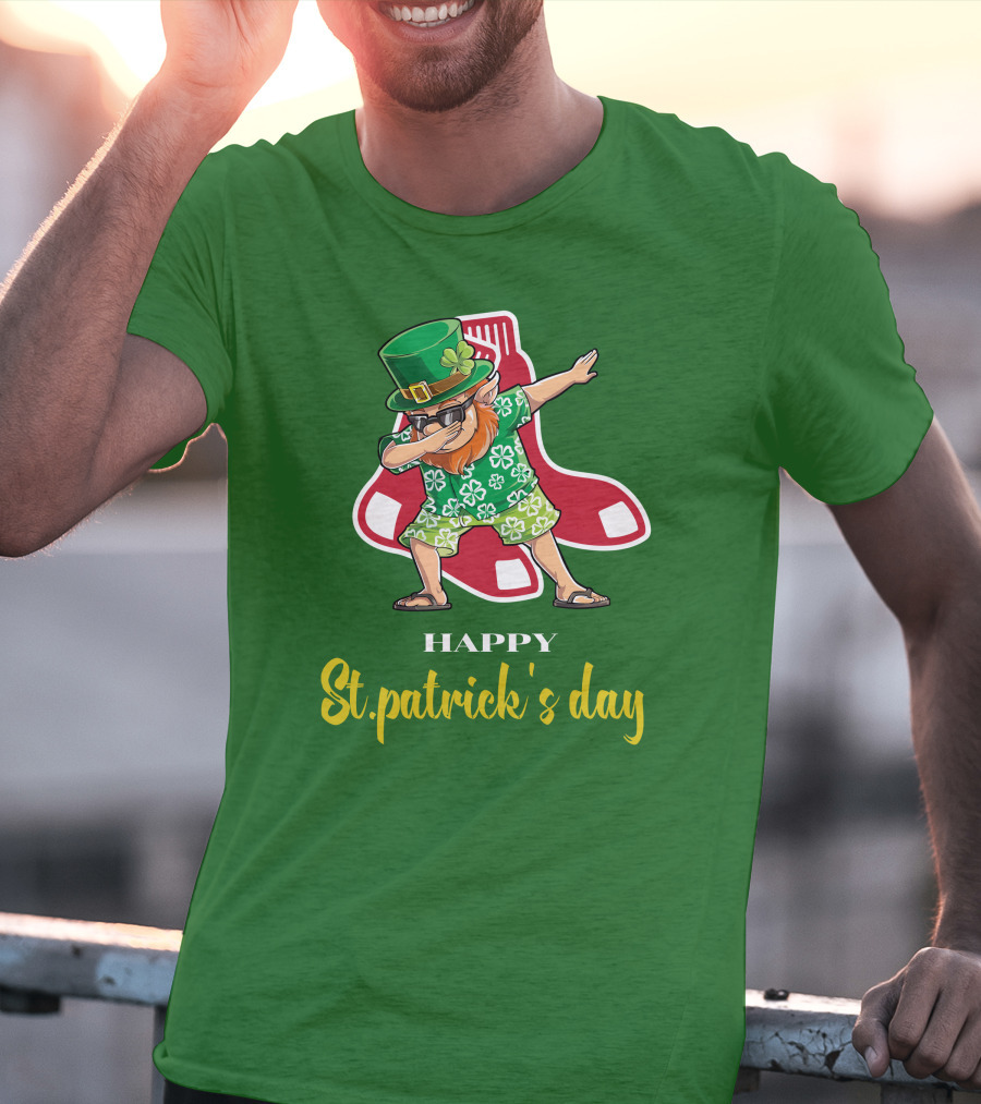 Happy St. Patrick's Day Boston Red Sox Dabbing Leprechaun T-Shirt