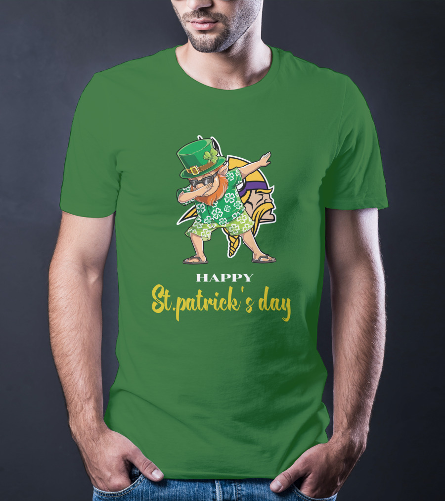 Happy St. Patrick's Day Dabbing Leprechaun Minnesota Vikings T-Shirt