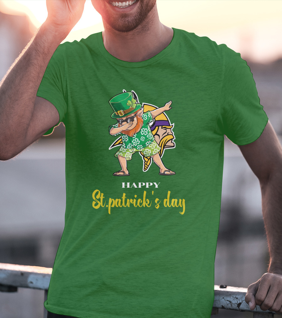 Happy St. Patrick's Day Dabbing Leprechaun Minnesota Vikings T-Shirt