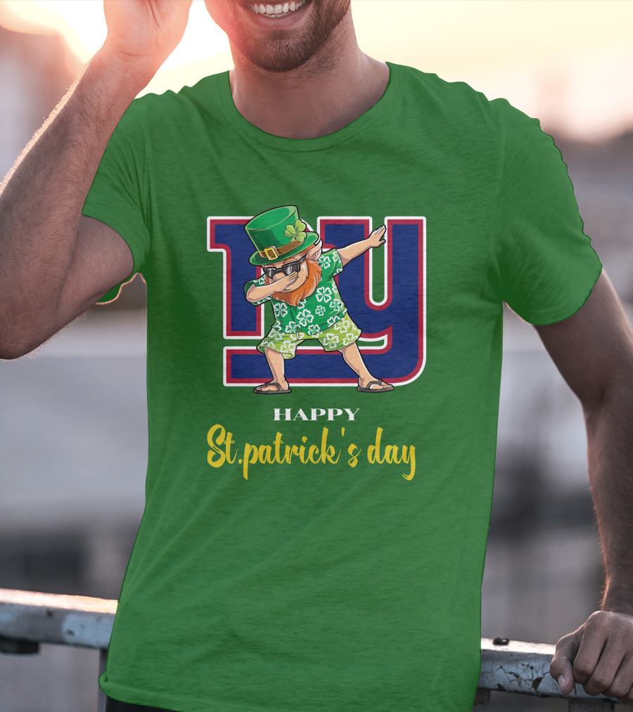 Happy St. Patrick's Day New York Giants Dabbing Leprechaun T-Shirt