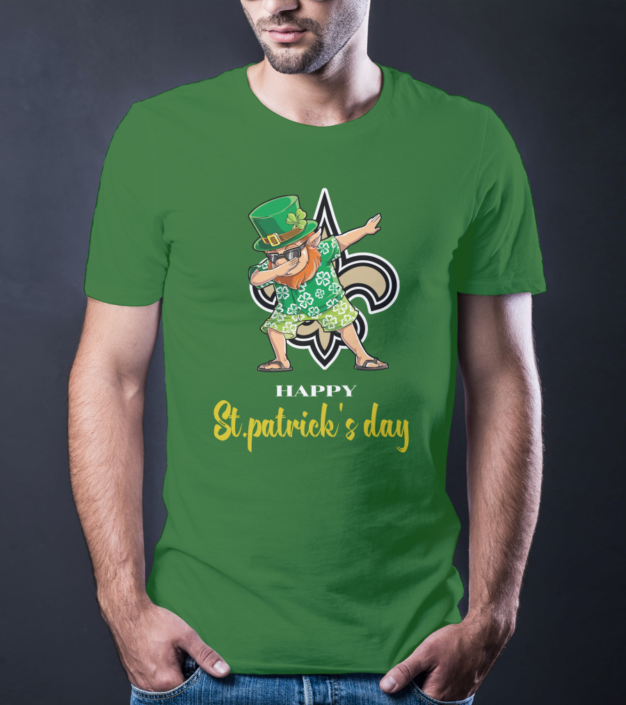 Happy St. Patrick's Day New Orleans Saints Dabbing Leprechaun T-Shirt