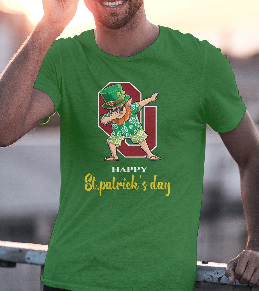 Happy St. Patrick's Day Oklahoma Sooners Dabbing Leprechaun T-Shirt
