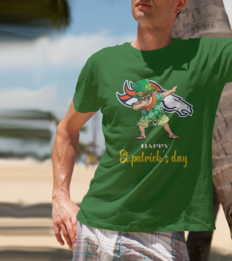 Happy St. Patrick's Day Denver Broncos Dabbing Leprechaun T-Shirt