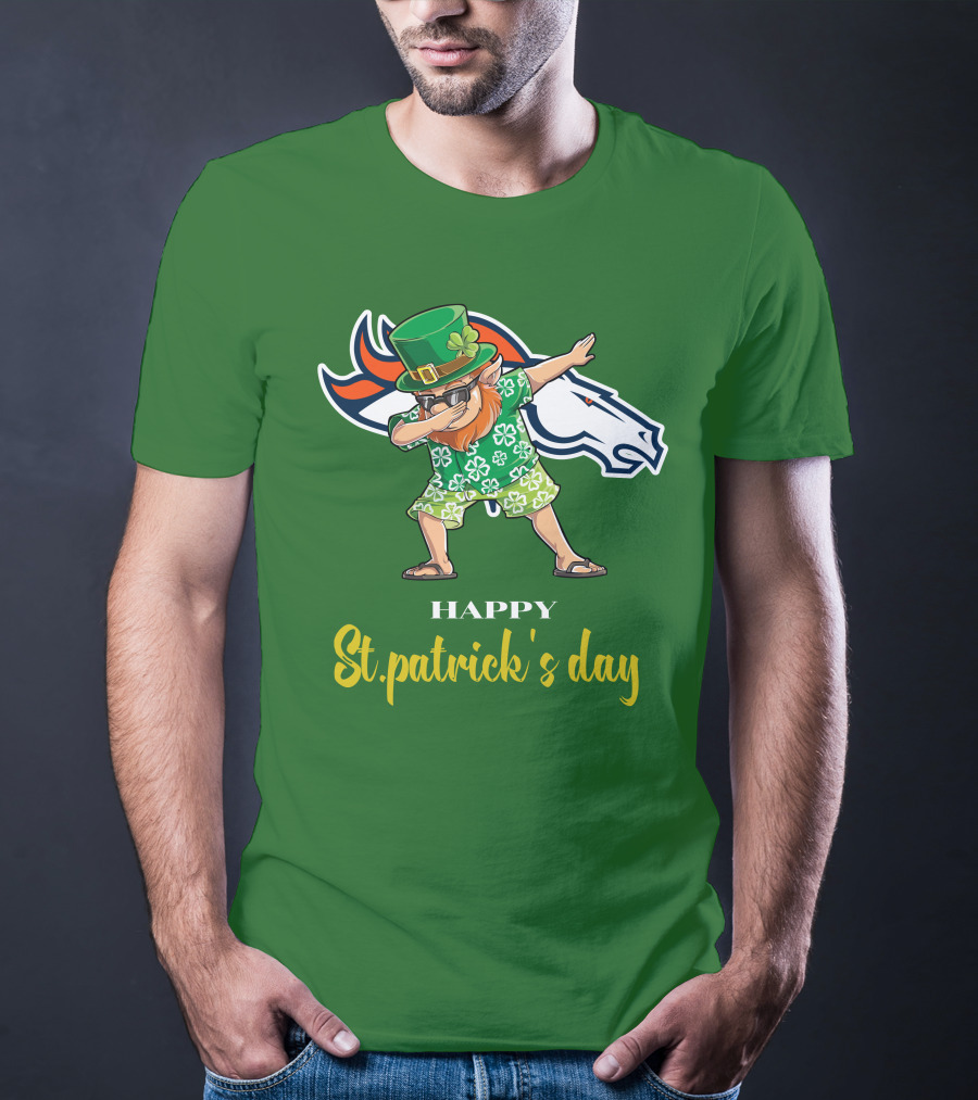 Happy St. Patrick's Day Denver Broncos Dabbing Leprechaun T-Shirt