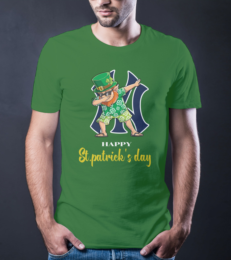 Happy St. Patrick's Day New York Yankees Dabbing Leprechaun T-Shirt