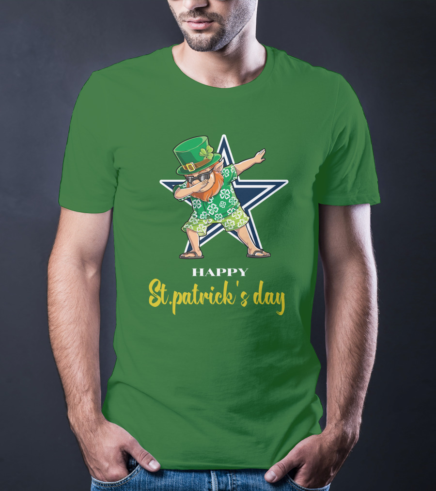 Happy St. Patrick's Day Dallas Cowboys Leprechaun Dabbing T-Shirt
