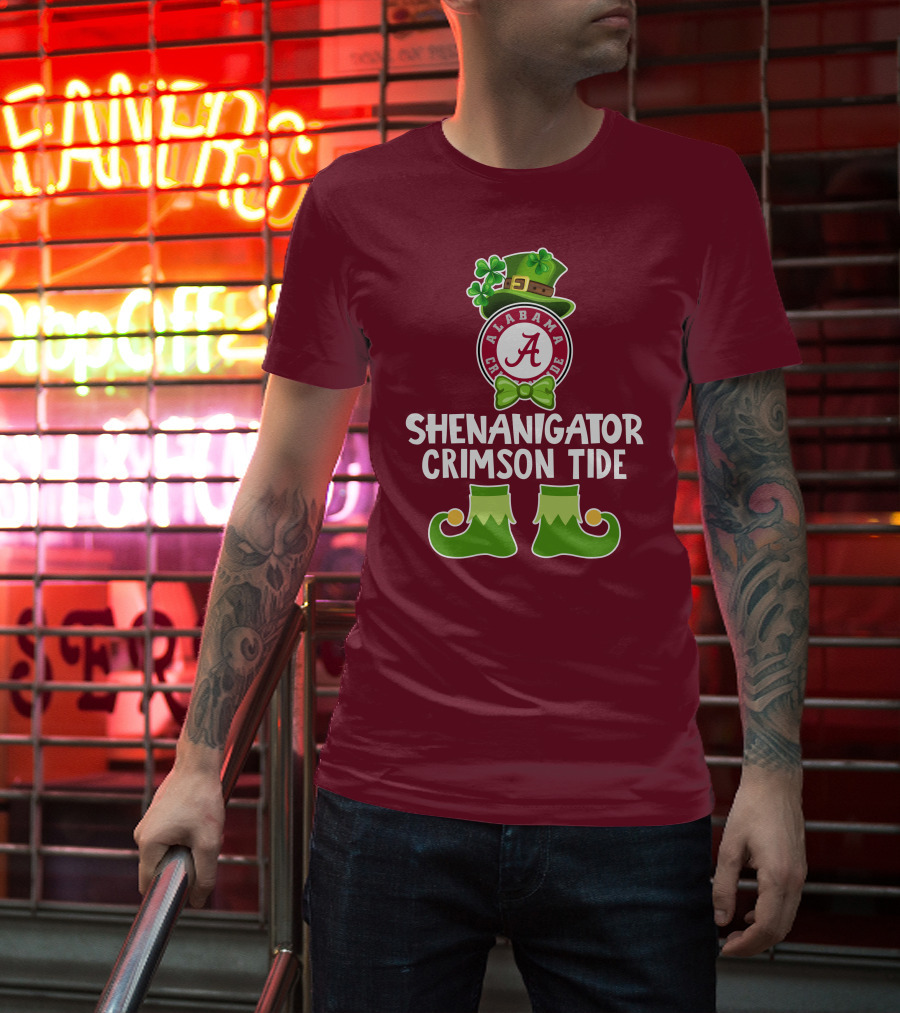 Shenanigator Alabama Crimson Tide St. Patrick's Day Funny Leprechaun T-Shirt