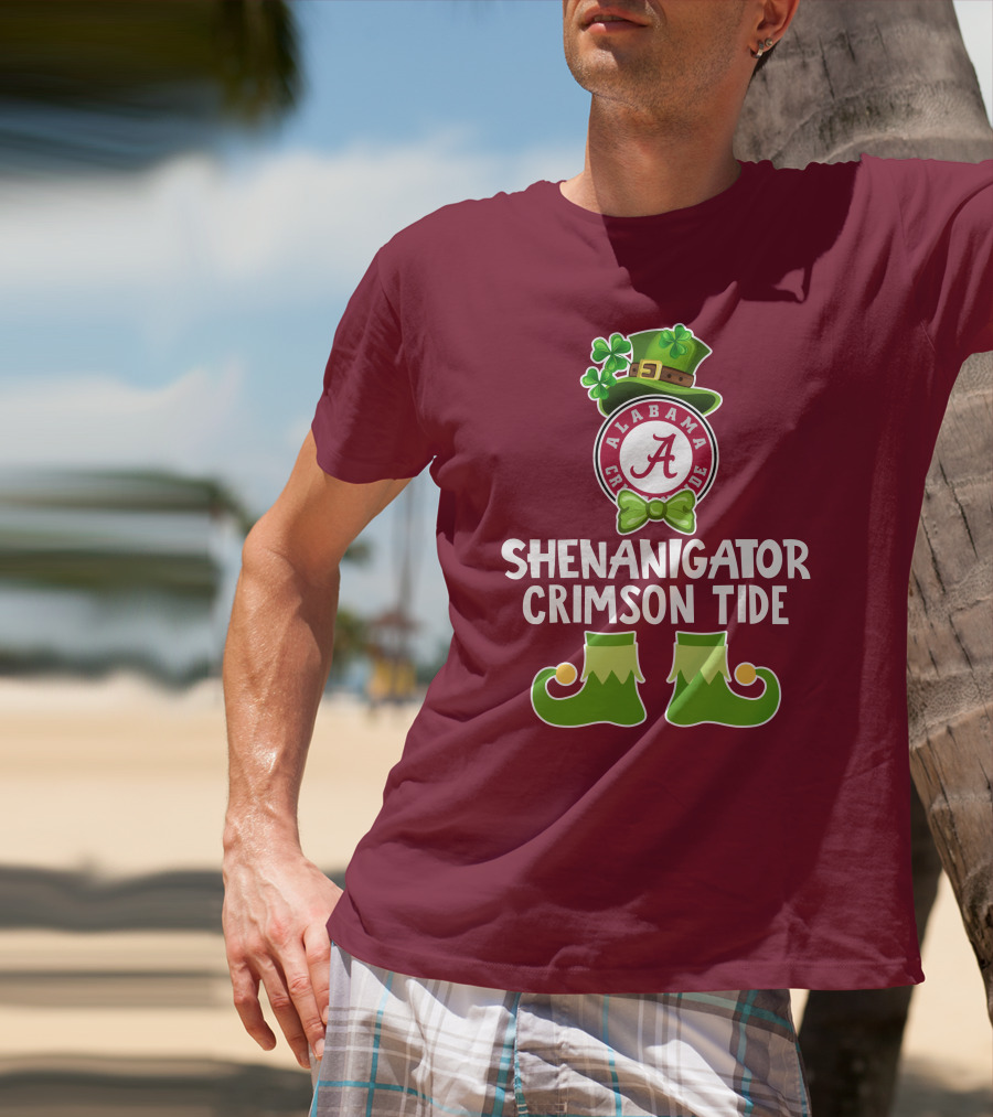 Shenanigator Alabama Crimson Tide St. Patrick's Day Funny Leprechaun T-Shirt
