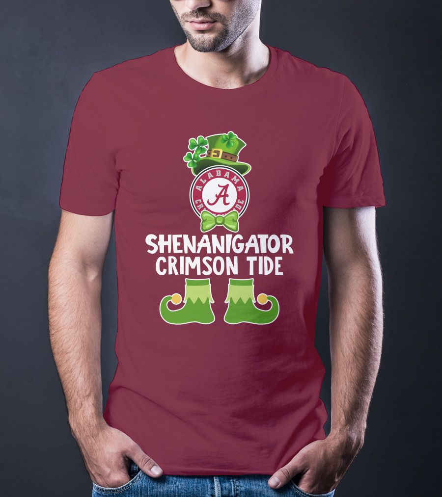 Shenanigator Alabama Crimson Tide St. Patrick's Day Funny Leprechaun T-Shirt