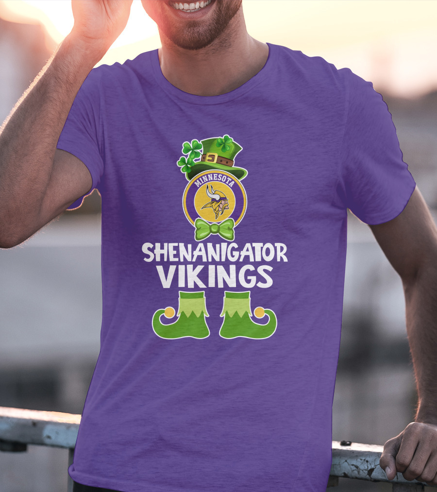 Shenanigator Minnesota Vikings St. Patrick's Day Funny Leprechaun T-Shirt