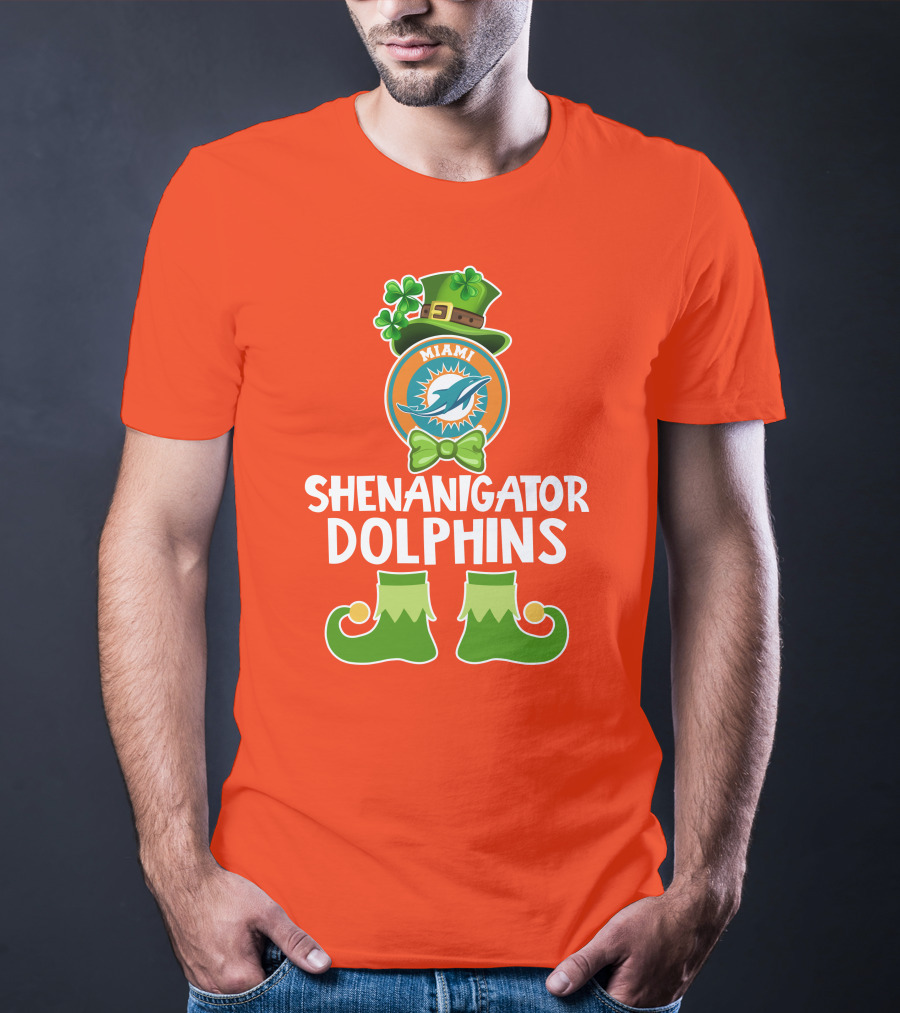 Shenanigator Miami Dolphins St. Patrick's Day Funny Leprechaun T-Shirt