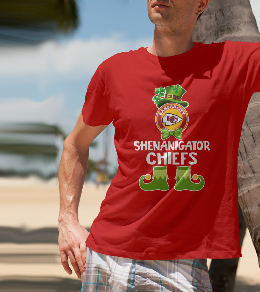 Kansas City Chiefs Shenanigator Leprechaun St. Patrick's Day Fun T-Shirt