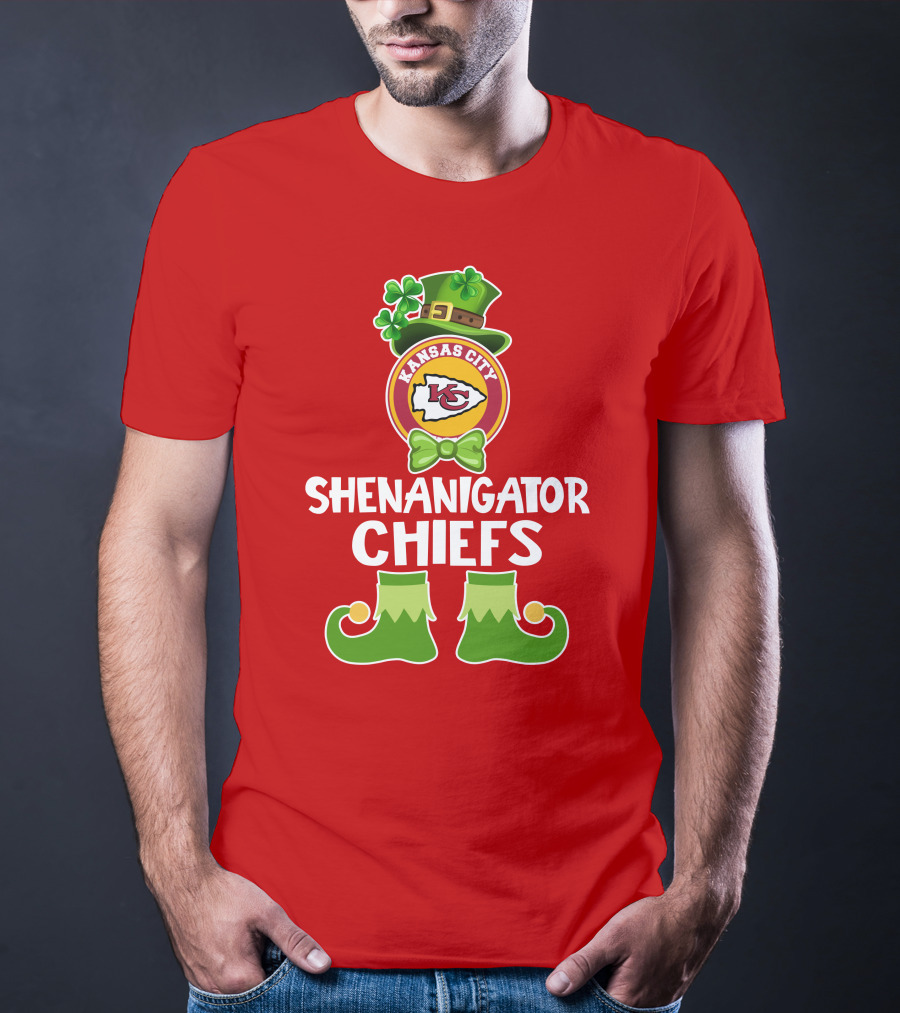 Kansas City Chiefs Shenanigator Leprechaun St. Patrick's Day Fun T-Shirt