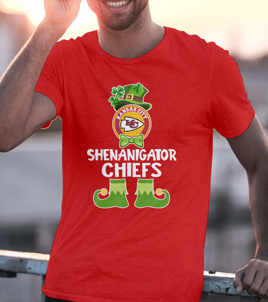 Kansas City Chiefs Shenanigator Leprechaun St. Patrick's Day Fun T-Shirt