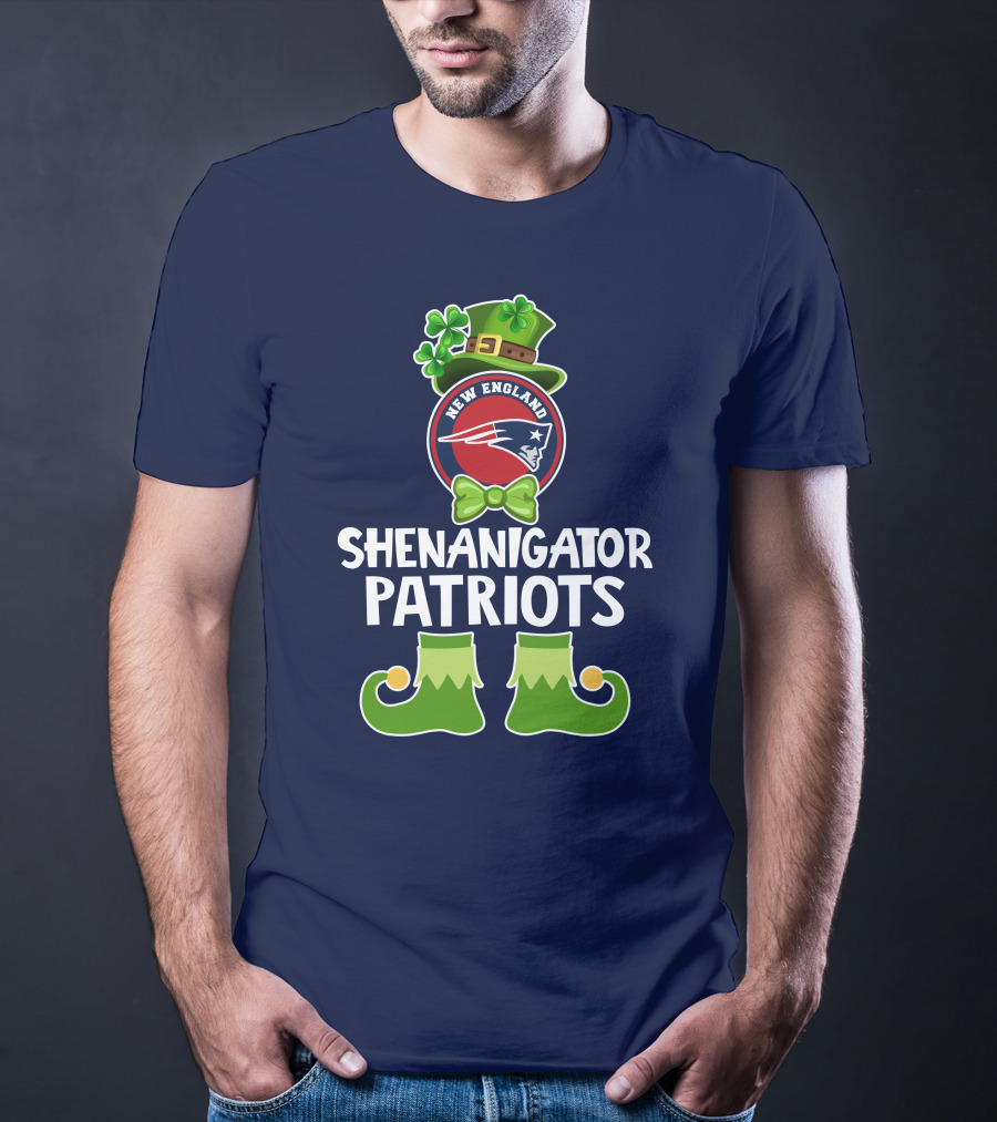 Funny Leprechaun St. Patrick's Day Shenanigator New England Patriots T-Shirt