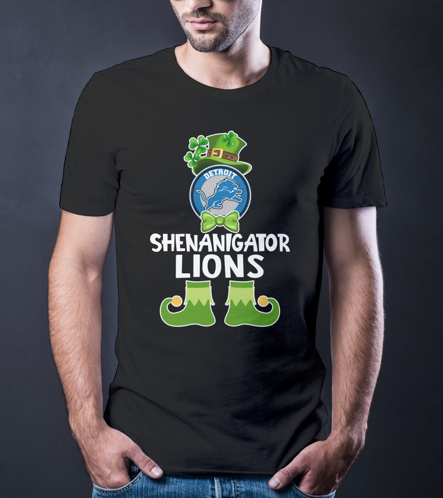 Detroit Shenanigator Leprechaun Lions St. Patrick's Day T-Shirt