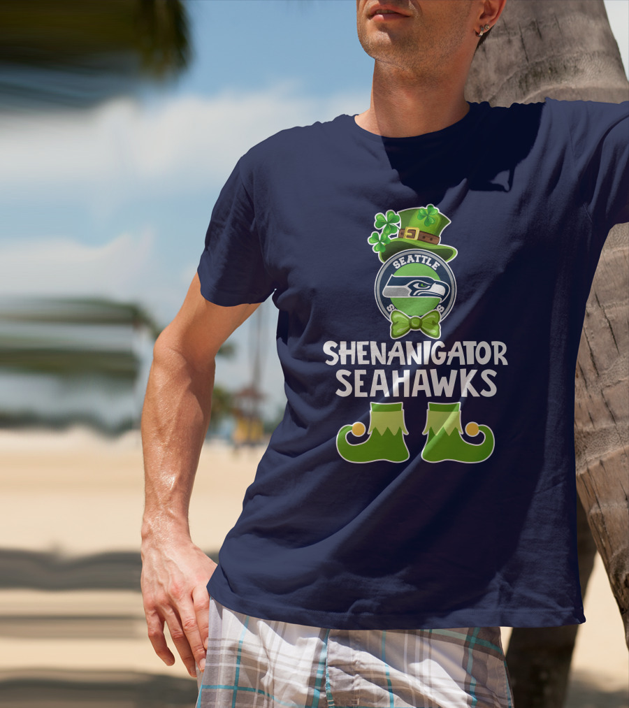 Shenanigator Leprechaun St. Patrick's Day Seattle Seahawks T-Shirt