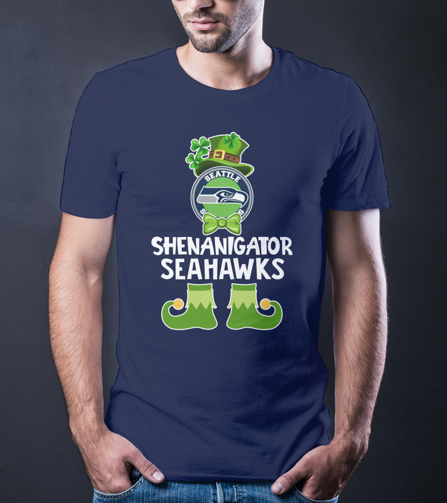 Shenanigator Leprechaun St. Patrick's Day Seattle Seahawks T-Shirt