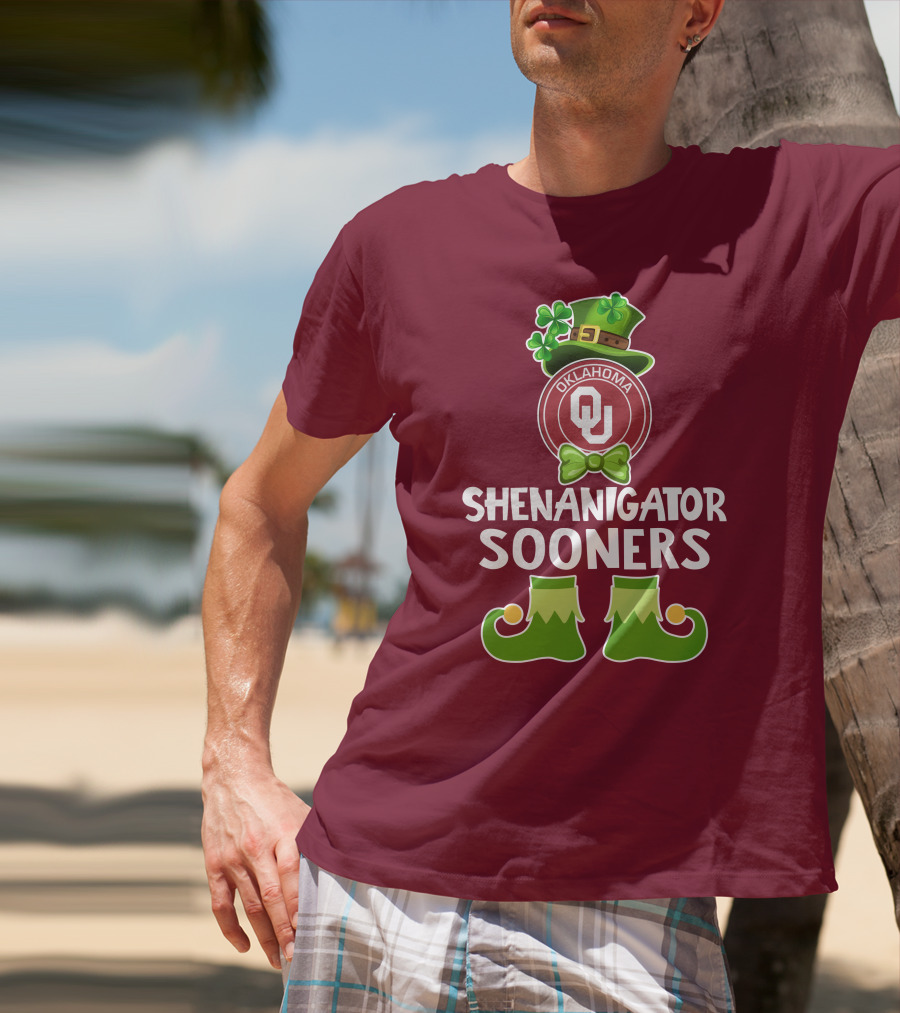 Shenanigator Oklahoma Sooners Funny Leprechaun St. Patrick's Day T-Shirt