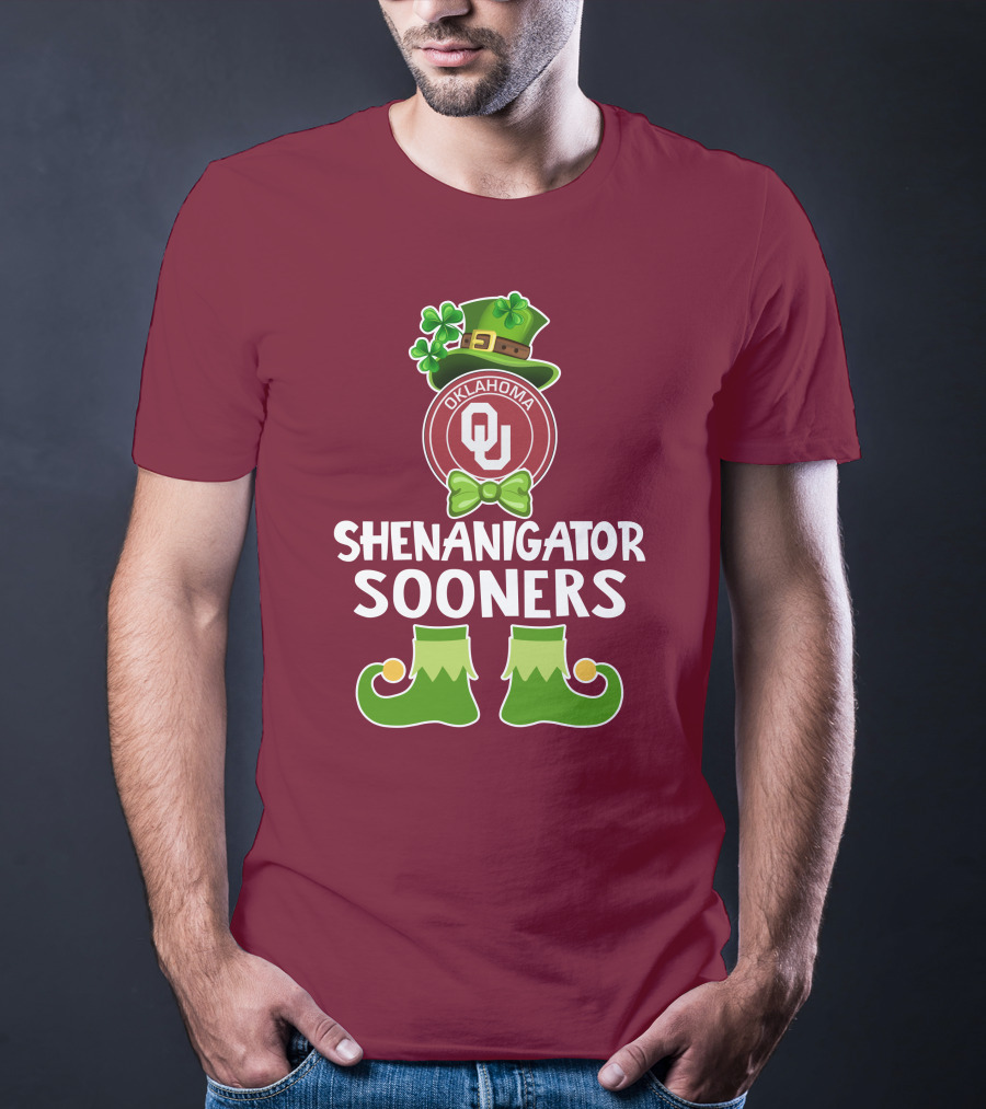 Shenanigator Oklahoma Sooners Funny Leprechaun St. Patrick's Day T-Shirt
