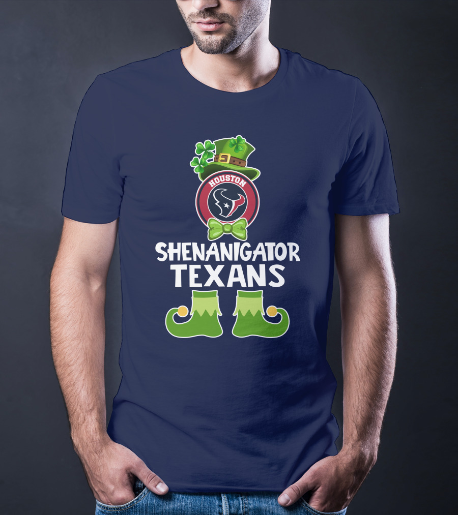 Shenanigator Houston Texans Leprechaun St. Patrick's Day T-Shirt