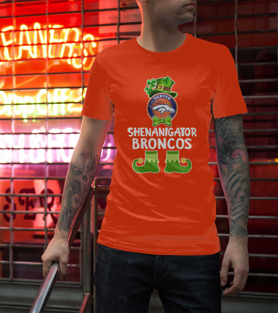 Shenanigator Denver Broncos Funny Leprechaun St. Patrick's Day T-Shirt