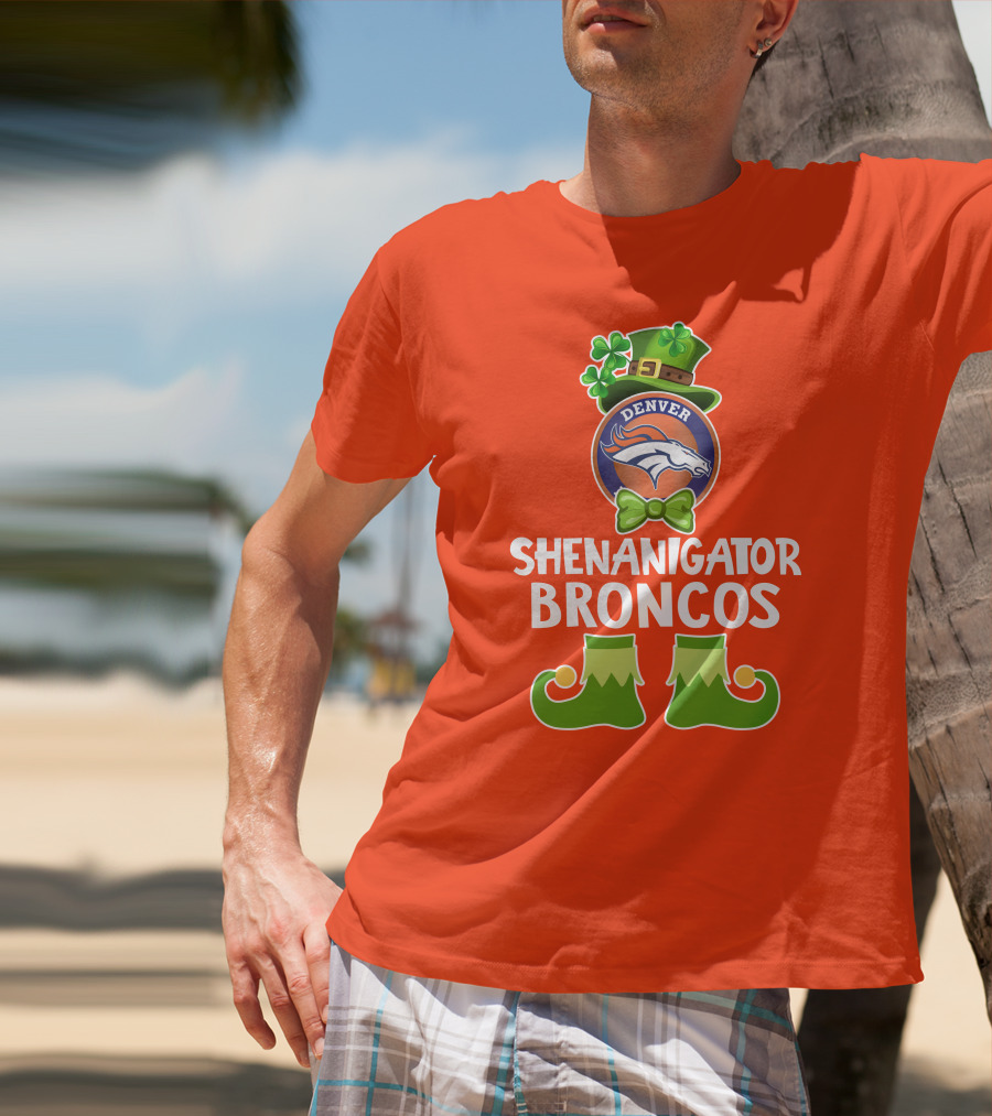 Shenanigator Denver Broncos Funny Leprechaun St. Patrick's Day T-Shirt