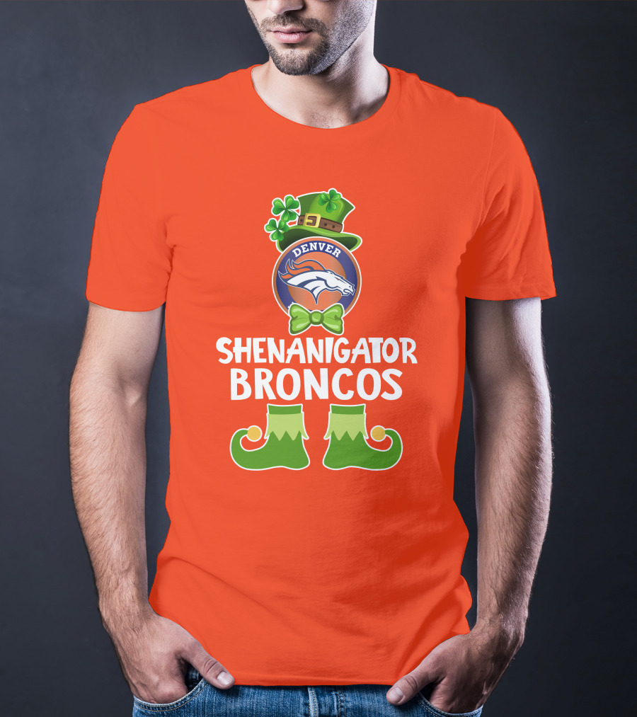 Shenanigator Denver Broncos Funny Leprechaun St. Patrick's Day T-Shirt